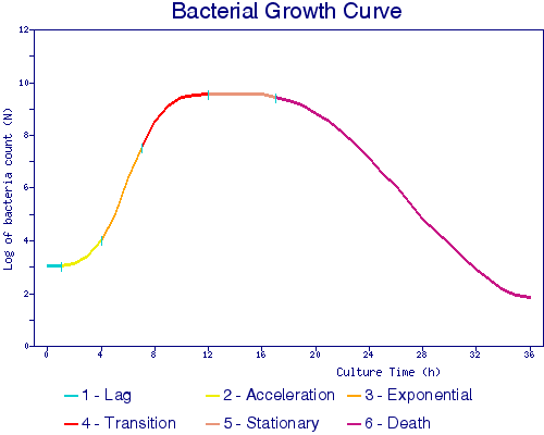Bacteriële groeicurve.\label{groeicurve}